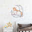 Giraffe and Elephant Bedtime Moon Wall Decal