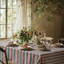 Pink and Green Stripe Tablecloth