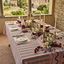 Pink and Green Stripe Tablecloth